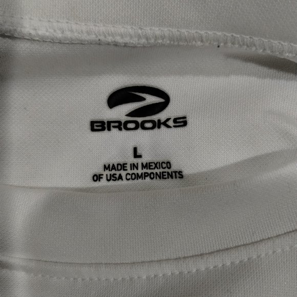 Vtg Y2k Brooks Running shirt L White Poly Mint - Picture 2 of 7